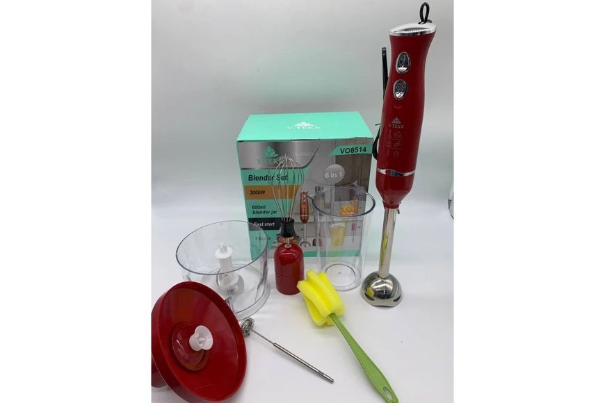 Універсальний занурювальний блендер 6 в 1 Blender Set V-TEKK VO8514 3000W RED Set V-TEKK VO фото
