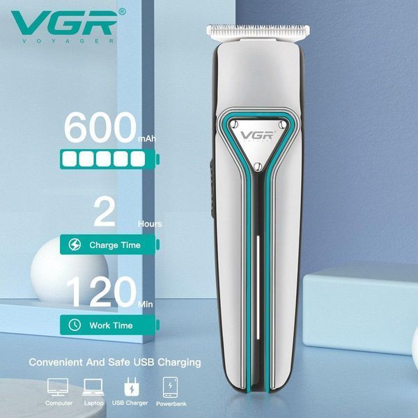 Акумуляторна машинка 5 Вт для стрижки волосся та бороди VGR V-008 знімні насадки нержавіюча сталь 1573641792 фото