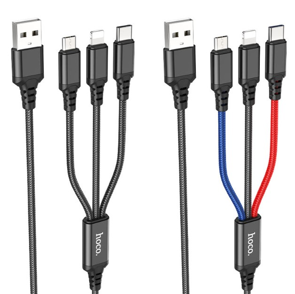 Кабель HOCO X76 3-in-1 Super charging cable(iP+Type-C+Micro) X76 фото