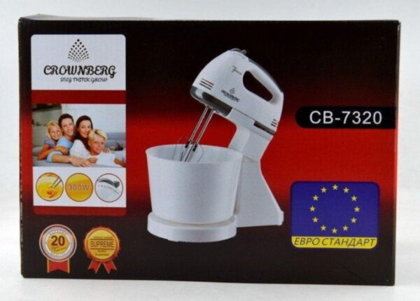 Ручний міксер із чашею 2 л Crownberg CB-7320 300 Ватт CB-7320 фото