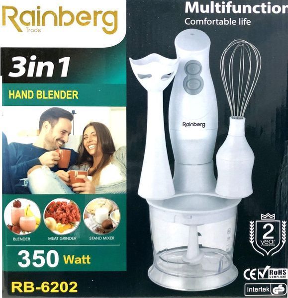 Блендер Rainberg RB &ndash; 6202 350W 3в1 занурювальний блендер подрібнювач RB6202 фото