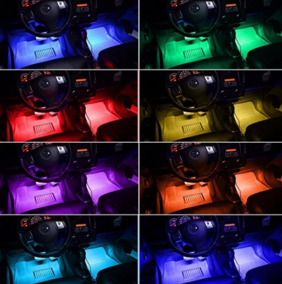 Светодиодная RGB лента для подсветки салона автомобиля с пультом дистанционного управления 4 шт по 9 лед ELITE LUX EL-1228 EL1302-5 фото