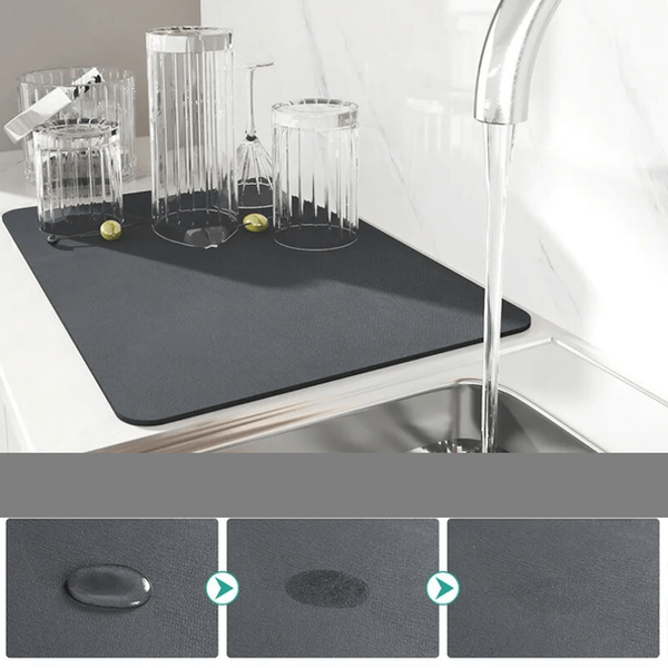 Коврик для сушки посуды, 40 см х 30 см х 0.4 см PVC mat (Синий, Бежевый, Серый) PVC mat фото